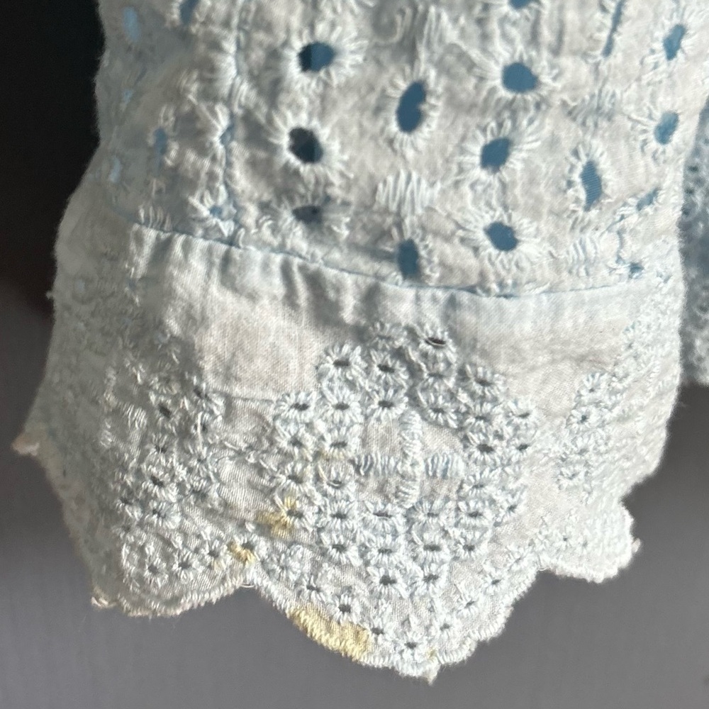 Baby Blue Eyelet Romper Dress With Pockets Size Large - Picture 4 of 8